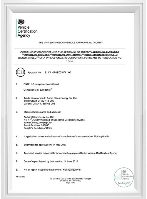CNG-4-ECE+R110 Certificate